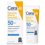 CeraVe Hydrating Mineral Sunscreen Broad Spectrum SPF 50 Face 2.5 oz with Ceramides and Niacinamide