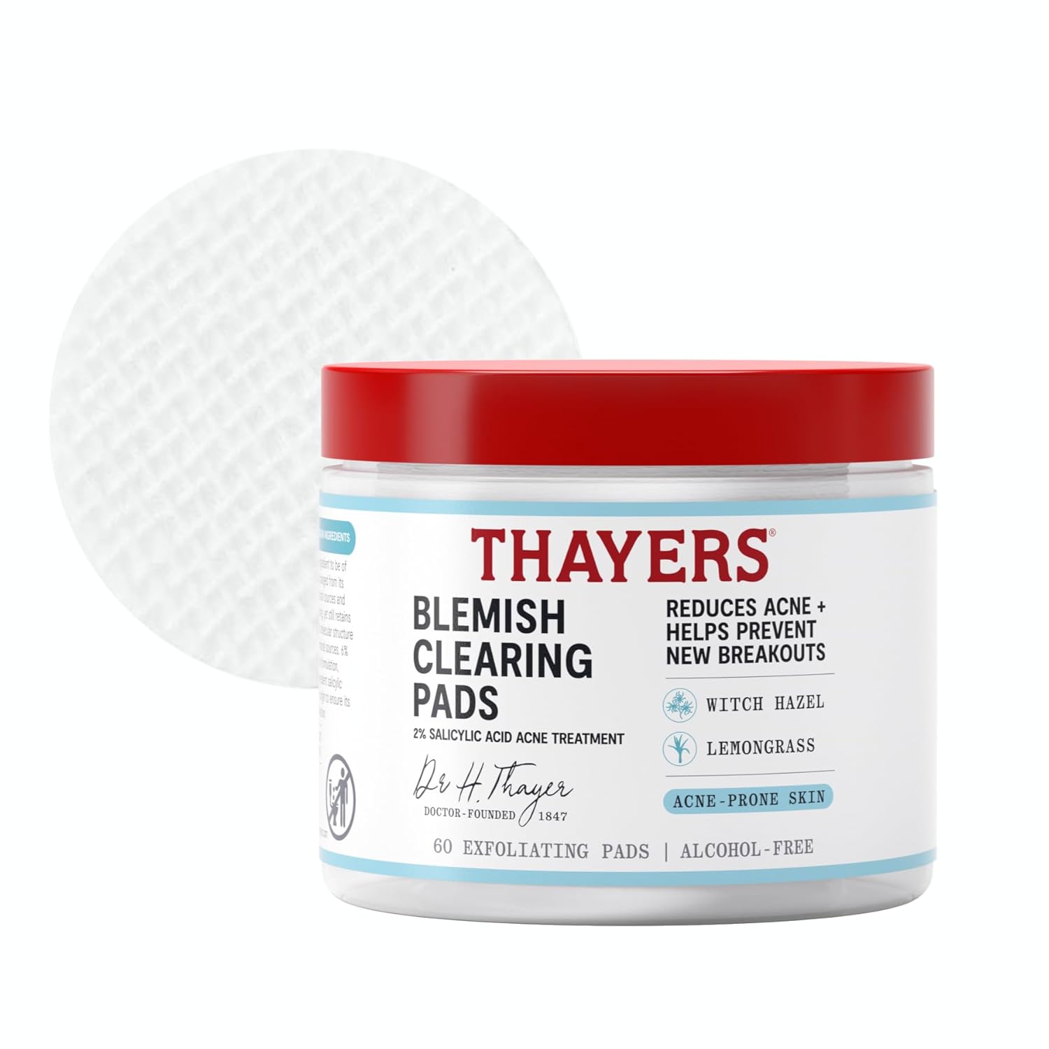 Thayers Blemish Clearing Acne Pads with Salicylic Acid & Witch Hazel, 60 Count