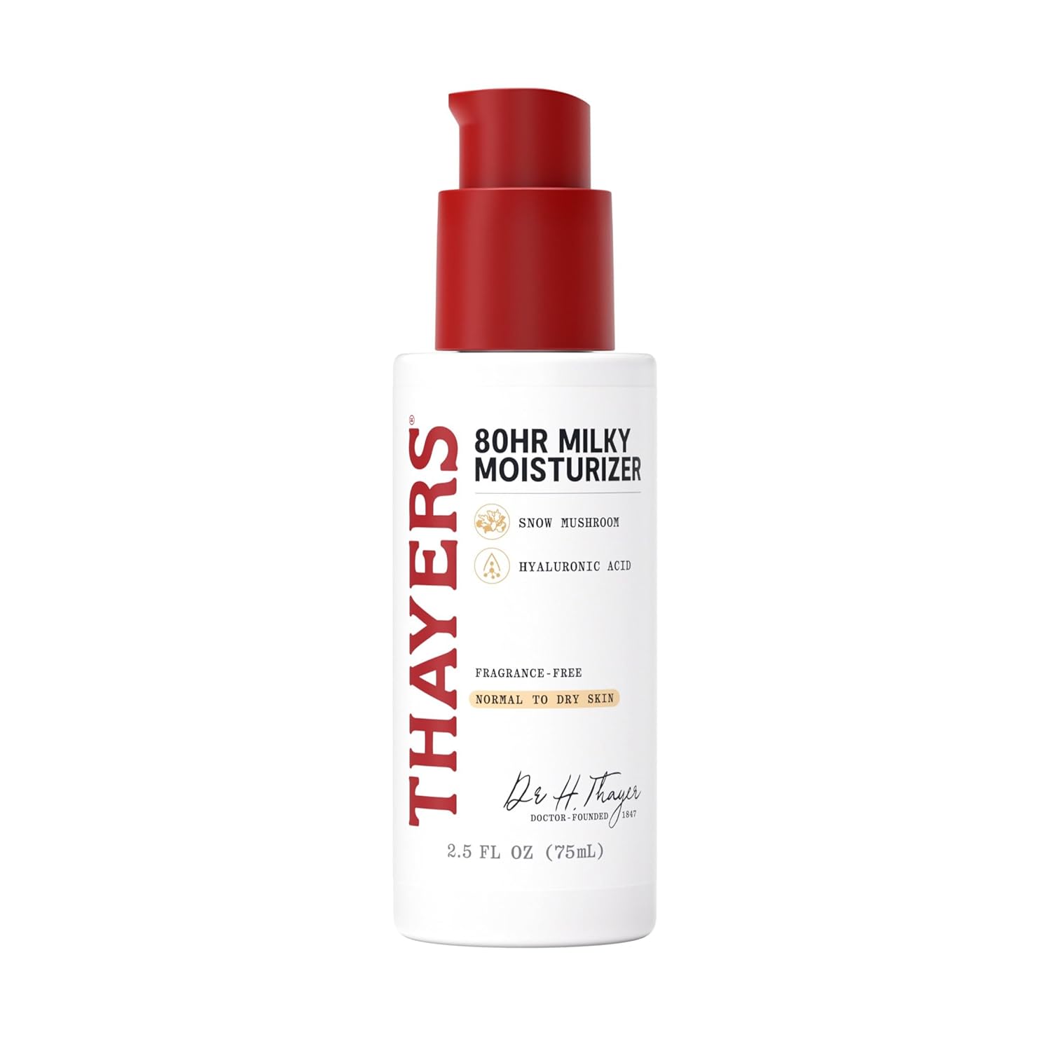 Thayers 80HR Face Moisturizer with Hyaluronic Acid & Snow Mushroom | Milky Cream, 2.5oz