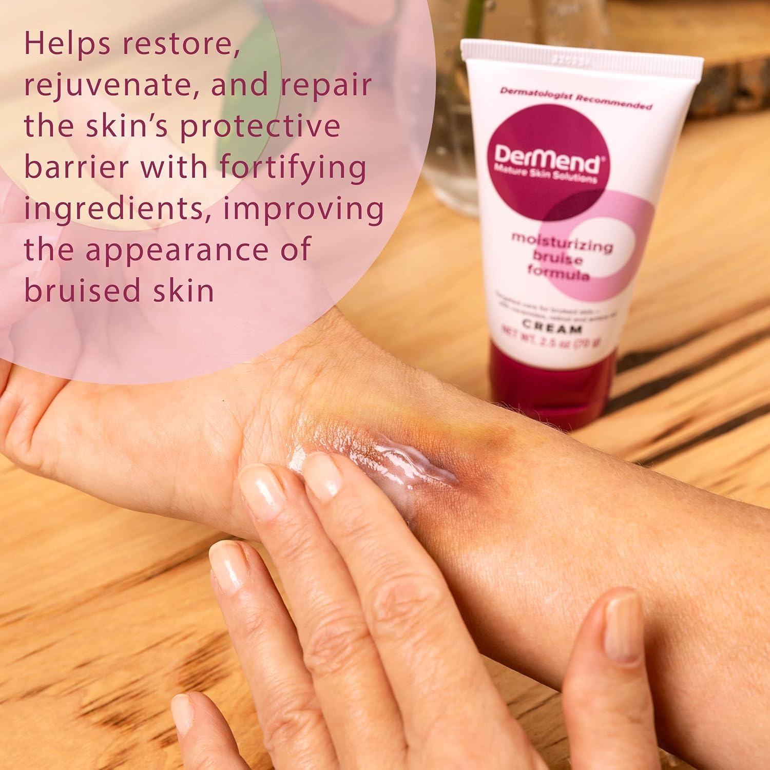 DerMend Moisturizing Bruise Formula Cream for Mature Skin with Arnica Oil Retinol and Ceramides 2.5 oz