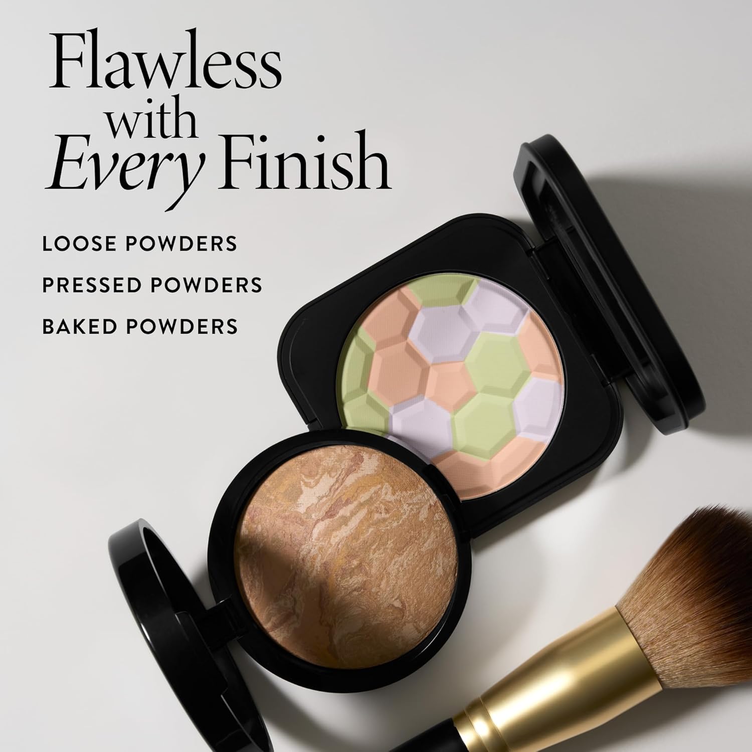 Laura Geller Full Face Powder Brush Wooden Handle, Midnight Black