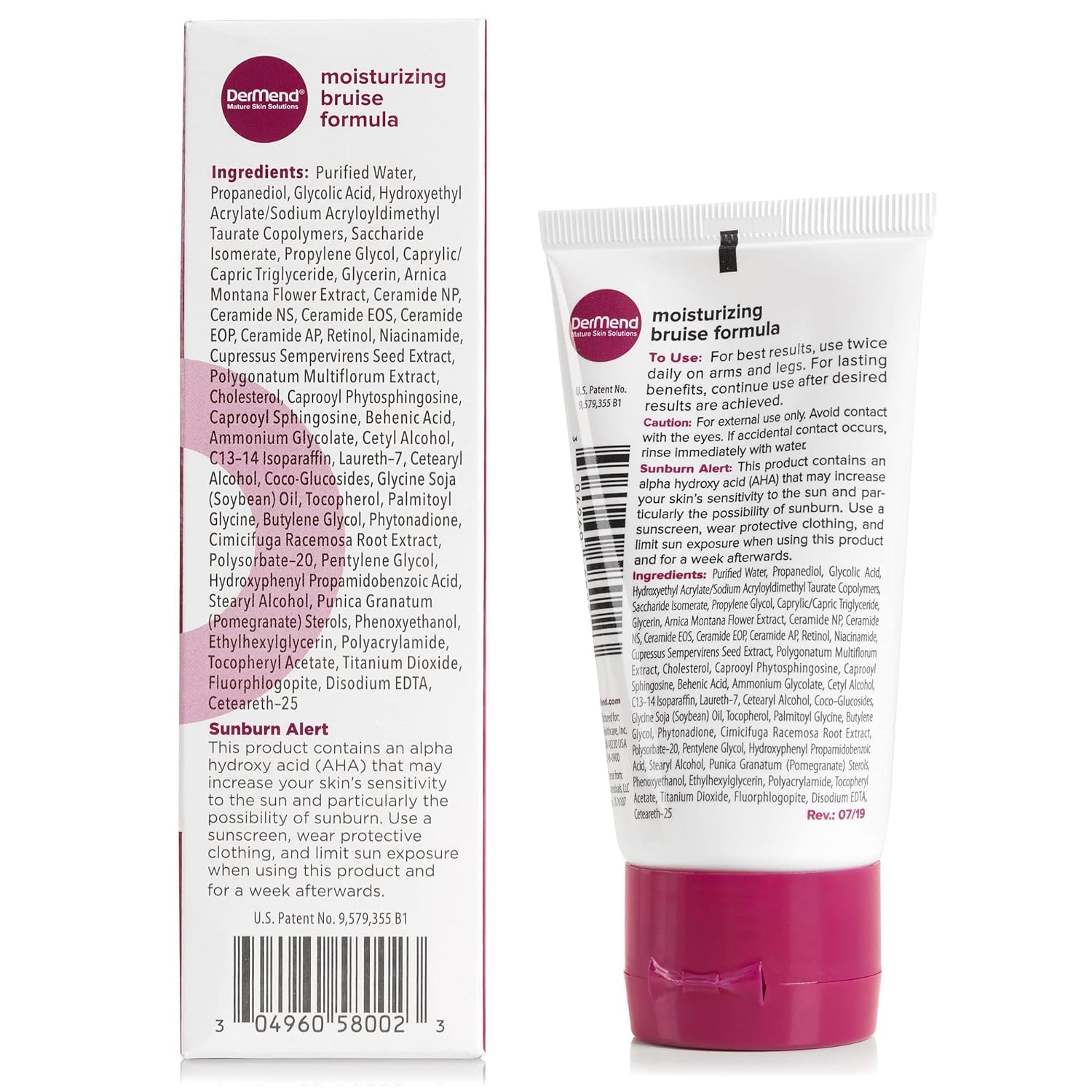 DerMend Moisturizing Bruise Formula Cream for Mature Skin with Arnica Oil Retinol and Ceramides 2.5 oz