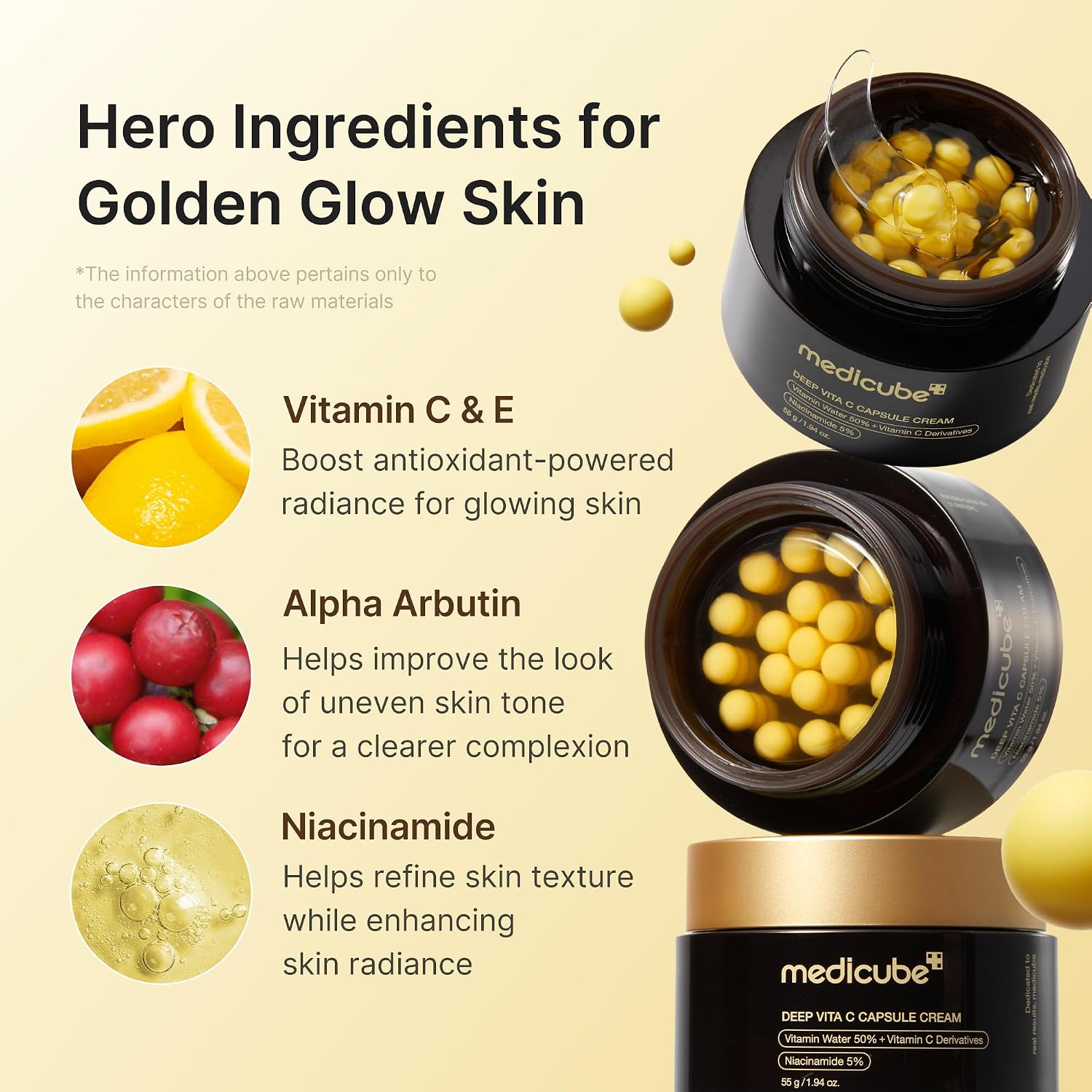 Medicube Capsule Cream with Deep Vitamin C Golden Capsule Glow Cream, 1.94oz