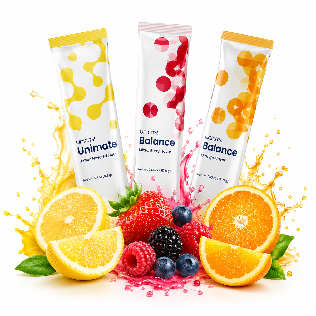Unicity Balance Trio – Complete Wellness Bundle |Orange,Lemon and Mixed Berry Flavours |3 x 30 Stick Packs