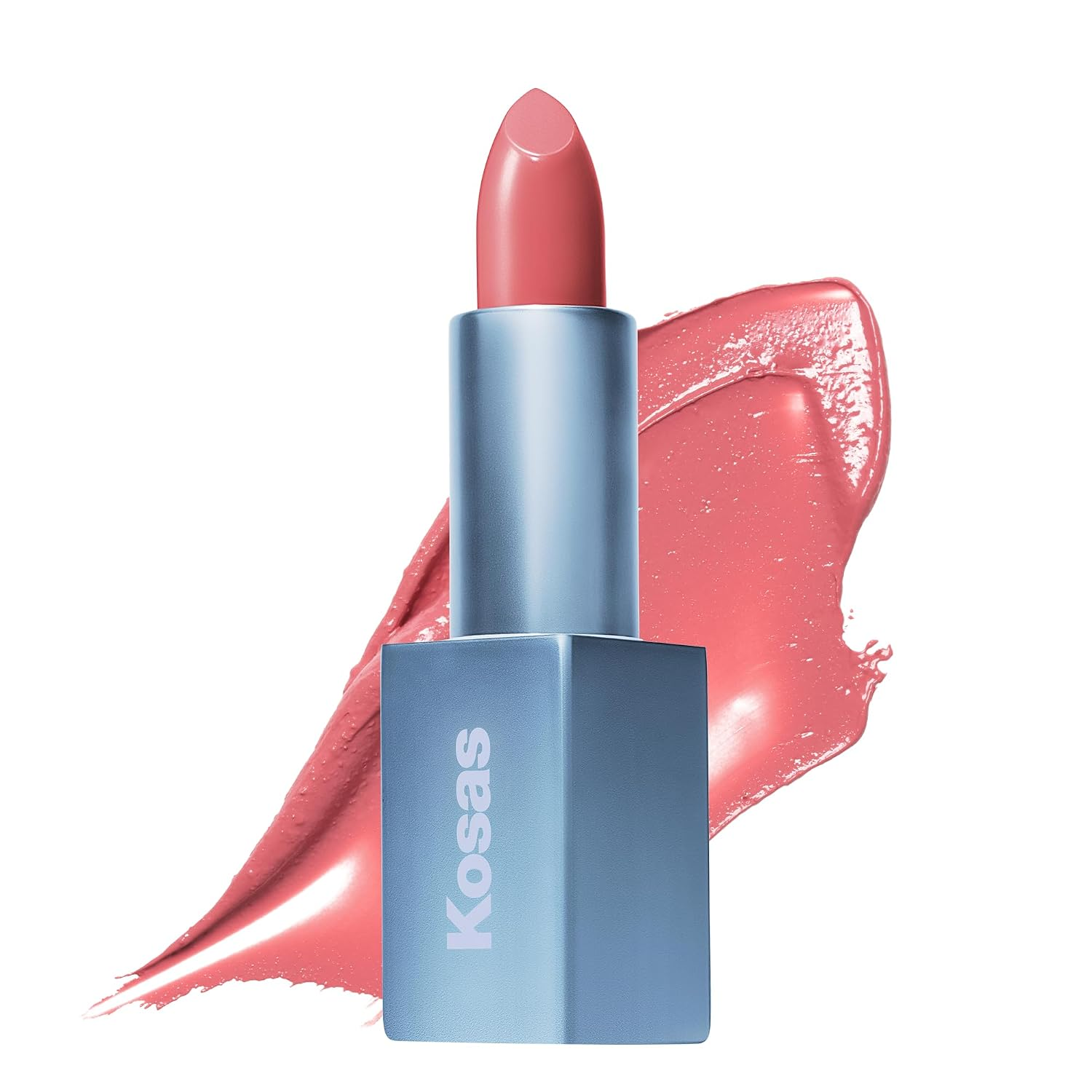 Kosas Weightless Lip Color Nourishing Satin Lipstick in Beach House - Warm Rose Nude Clean Formula with Shade Swatch