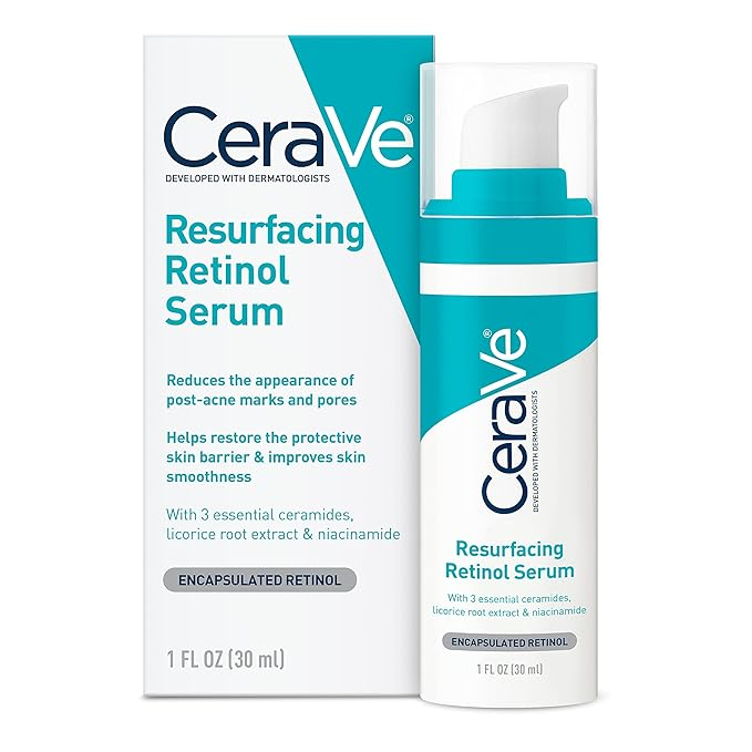 CeraVe Resurfacing Retinol Serum 1oz with Encapsulated Retinol Niacinamide and Licorice Root Extract