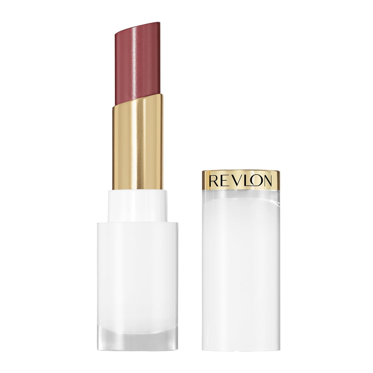 REVLON Super Lustrous Glass Shine Balm 008 Rum Raisin - Sheer Glossy Tinted Lip Balm with Hyaluronic Acid Aloe and Rose Quartz